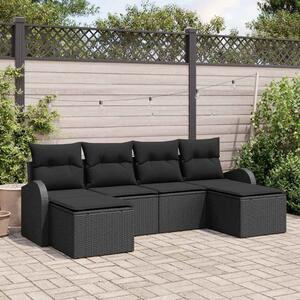 Kerti Kanapé Szett 6 db Fekete [Műanyag]: Poly Rattan