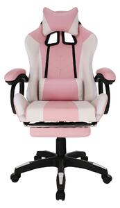 KONDELA Irodai/gamer szék RGB LED világítással, rózsaszín/fehér, JOVELA