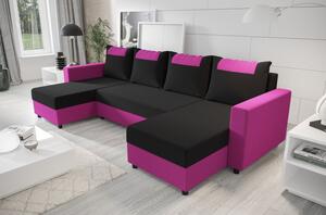SANVI kinyitható U-alakú ülőgarnitúra - rózsaszín / fekete