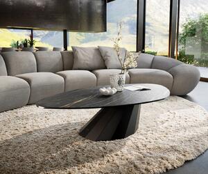 DELIFE Dohányzóasztal Edge organikus 140x76 cm Laminam® kerámia Noir Desir barna Parabi fém fekete