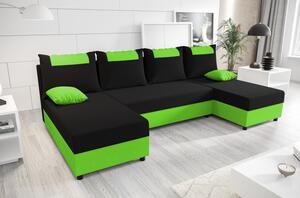 SANVI U-alakú ülőgarnitúra - fekete / zöld