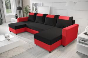 SANVI kinyitható U-alakú ülőgarnitúra - piros / fekete