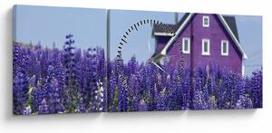 Levandula mező képe (órával) (90x30 cm)
