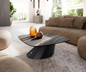 DELIFE Dohányzóasztal Edge 90x90 cm Laminam® kerámia Noir Desir barna Parabi fém fekete