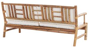 Négyszemélyes bambusz ülőgarnitúra fehér párnákkal RICCIONE