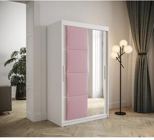TALIA tolóajtós szekrény 120 cm - fehér / rózsaszín