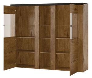 LEONOR széles polcos szekrény ajtókkal - szatén nussbaum / touchwood