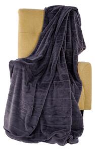 TEMPO-KONDELA SERGI, plüss csíkos takaró, sötétszürke, 150x200 cm