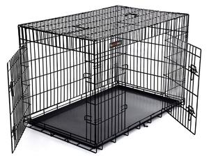 FEANDRA Kutyakölyök ketrec összecsukható, 2 ajtós kutya láda tálcával, XXL 122 x 81 x 76 cm