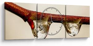 Vízcseppek a faágon képe (órával) (90x30 cm)