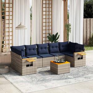 8 részes szürke polyrattan kerti ülőgarnitúra párnával