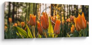 Narancssárga tulipán képe (órával) (90x30 cm)