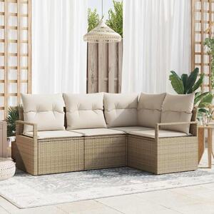 Kanapé Szett 4 pcs Bézs polirattan