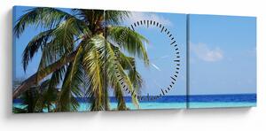 Pálmafák a strandon képe (órával) (90x30 cm)