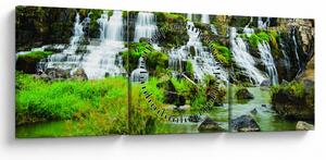 Kép - vízesés zöldövezetben (órával) (90x30 cm)