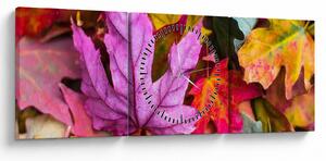 Kép - őszi levelek (órával) (90x30 cm)