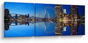Kép - éjszaka Rotterdam (órával) (90x30 cm)