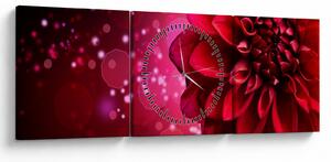 Piros virágok képe (órával) (90x30 cm)