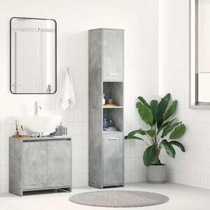 Betonszürke szerelt fa fürdőszobaszekrény 30 x 30 x 183,5 cm