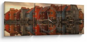 Színes házak képe (órával) (90x30 cm)