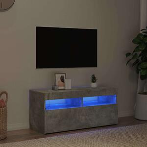 Betonszürke TV-szekrény LED-világítással 90 x 35 x 40 cm