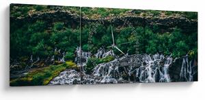 Vízesések képe a természetben (órával) (90x30 cm)