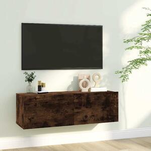 Füstös tölgy színű szerelt fa fali TV-szekrény 100 x 30 x 30 cm