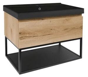 Fürdőszobaszekrény mosdóval SAT B-Way 59x30x45 cm tölgyfa matt BWAY60OAKFU1B