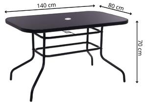 Springos kerti Asztal 140x80x70cm - Fekete