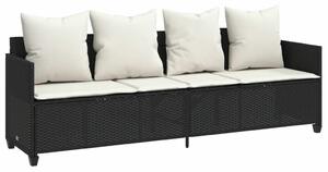 VidaXL fekete polyrattan napozóágy párnával