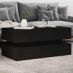 Fekete dohányzóasztal LED-lámpákkal 90x50x40 cm