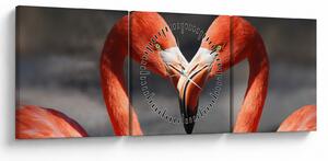 Két szerelmes flamingó képe (órával) (90x30 cm)