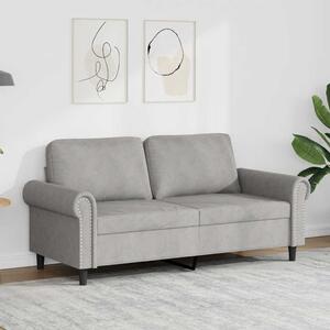 Kétszemélyes világosszürke bársony kanapé 140 cm