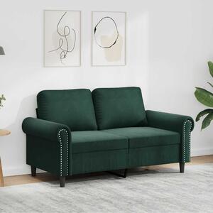 Kétszemélyes sötétzöld bársony kanapé 120 cm