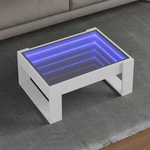 Fehér végtelen hatású LED-es dohányzóasztal 70 x 53 x 30 cm
