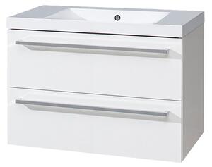 Mereo Bino fürdőszobai szekrény öntött márvány mosdóval 81cm fehér MER-CN661M