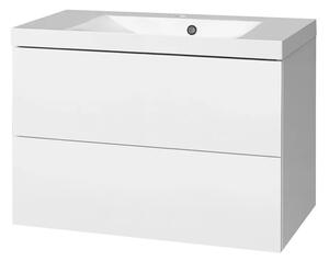 Mereo Mereo, Aira, Fürdőszobaszekrény öntött márvány mosdóval 81 cm, fehér, MER-CN711M