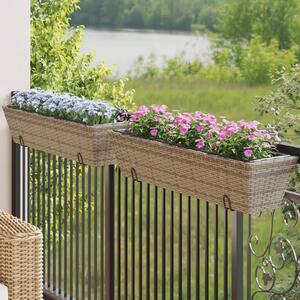 VidaXL 2 db szürke polyrattan növénytartó horoggal