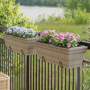 VidaXL 2 db szürke polyrattan növénytartó horoggal