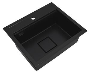 Gamma Quadro 5850, 1 rekeszes gránit mosogató 580x495x220 mm, fekete, GMA-ZLE000229