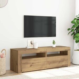 Kézműves tölgy szerelt fa TV-szekrény LED-ekkel 120x35x40 cm