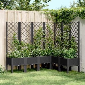 VidaXL fekete polipropilén rácsos kerti ültetőláda 160 x 120 x 142 cm