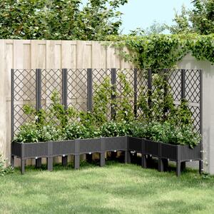 VidaXL fekete polipropilén rácsos kerti ültetőláda 200 x 160 x 142 cm