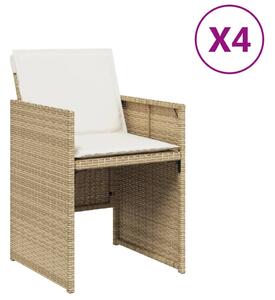 VidaXL 4 db bézs polyrattan kerti szék párnával
