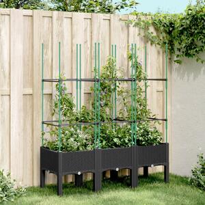 VidaXL fekete polipropilén rácsos kerti ültetőláda 120 x 40 x 142,5 cm