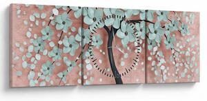 Kép - Pasztell kék virágok (órával) (90x30 cm)