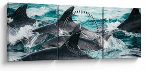 Kép - Delfinek az óceánban (órával) (90x30 cm)