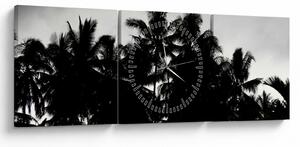 A fekete-fehér pálmafák képe (órával) (90x30 cm)