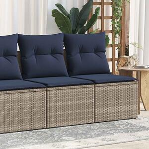 2 részes szürke polyrattan akácfa kerti ülőgarnitúra párnákkal