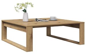 Kézműves tölgy színű szerelt fa dohányzóasztal 100 x 100 x 35cm